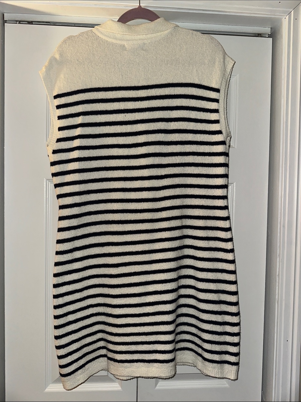 Cream & Navy Striped Knit Polo Dress - Picture 7 of 7